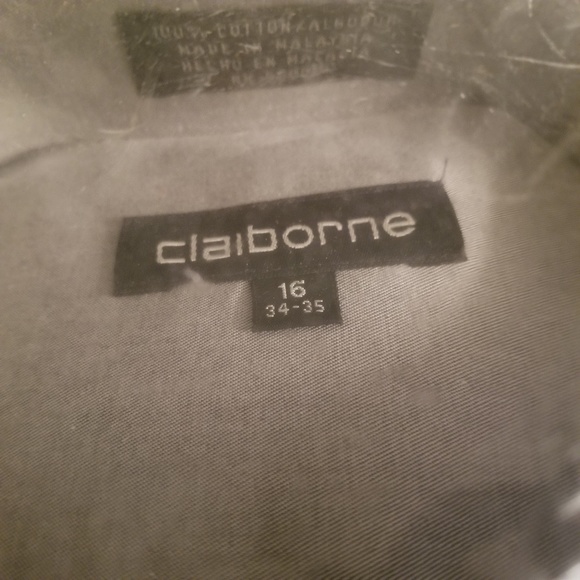 Claiborne Light Gray Button Down Shirt Long Sleeve Men's Large - Picture 3 of 4